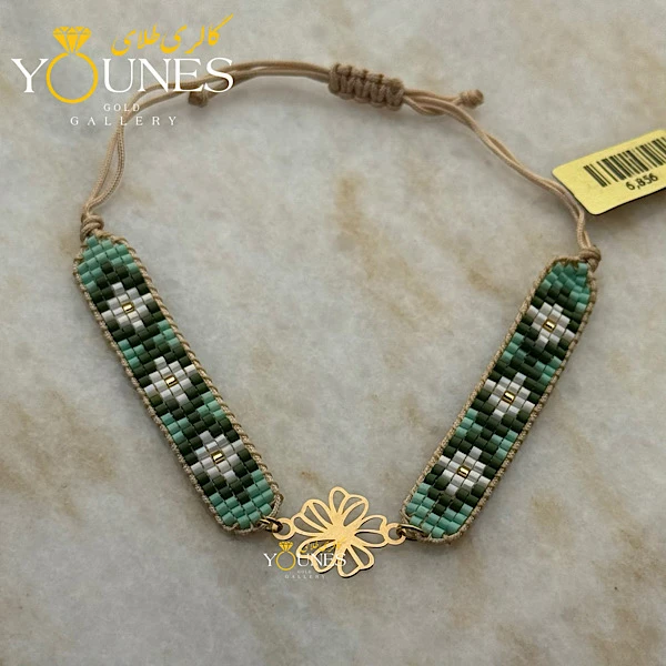 دستبند بند میوکی طرح برگ طلا